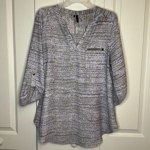 Maurices V-Neck Roll Up Long Sleeve Sheer Tops Size Large
